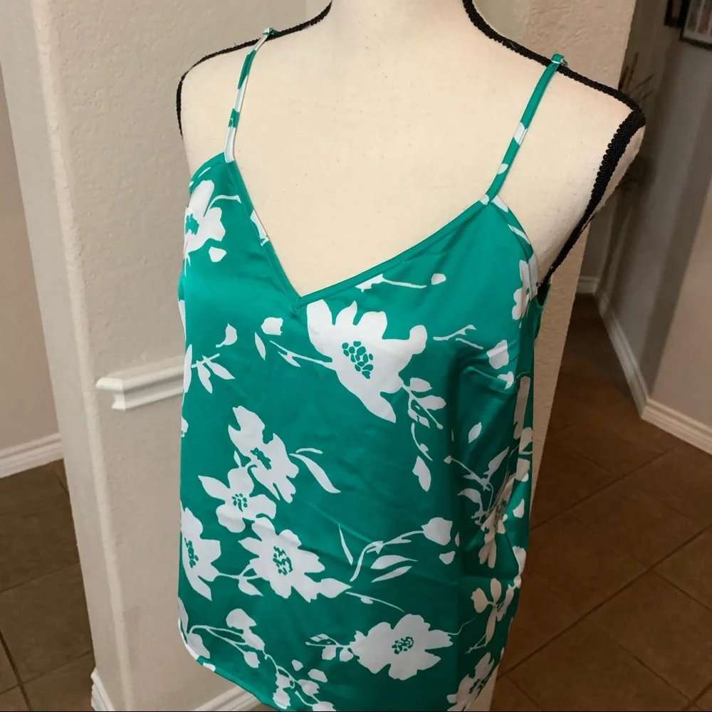 NWT J. Crew green floral print silky camisole top Size 6